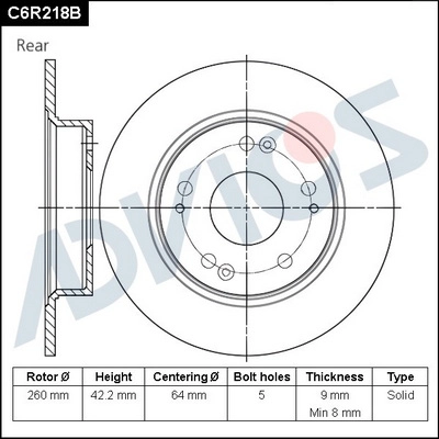 Disque de frein ADVICS C6R218B