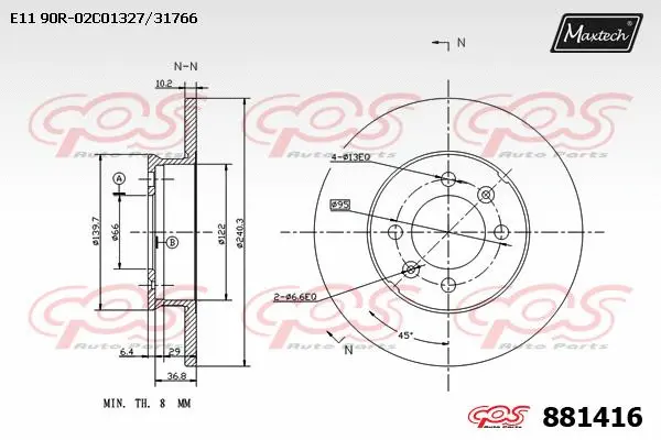 Disque de frein MAXTECH 881416