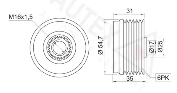 Poulie roue libre, alternateur AUTEX 622025