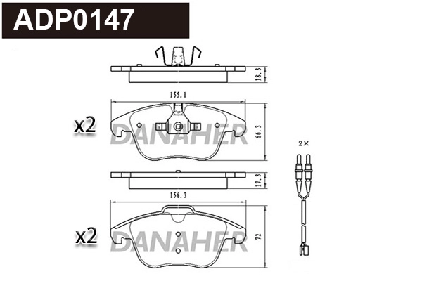Kit de plaquettes de frein, frein à disque DANAHER ADP0147