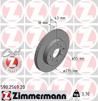 Disque de frein ZIMMERMANN 590.2569.20