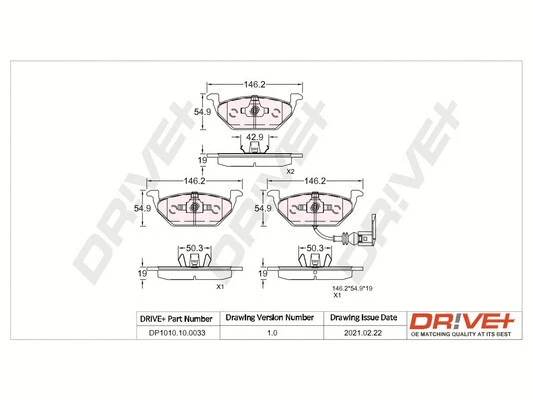 Kit de plaquettes de frein, frein à disque Dr!ve+ DP1010.10.0033
