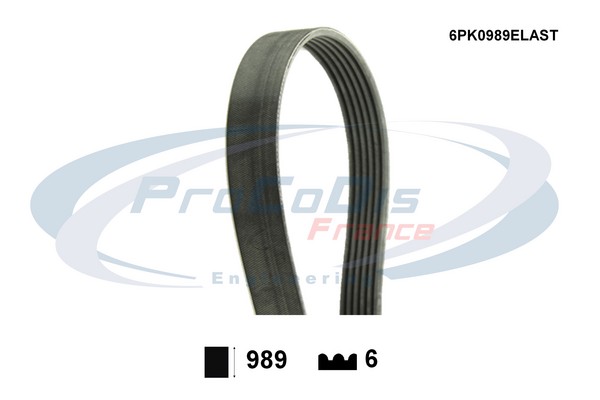 Courroie trapézoïdale à nervures PROCODIS FRANCE 6PK0989ELAST