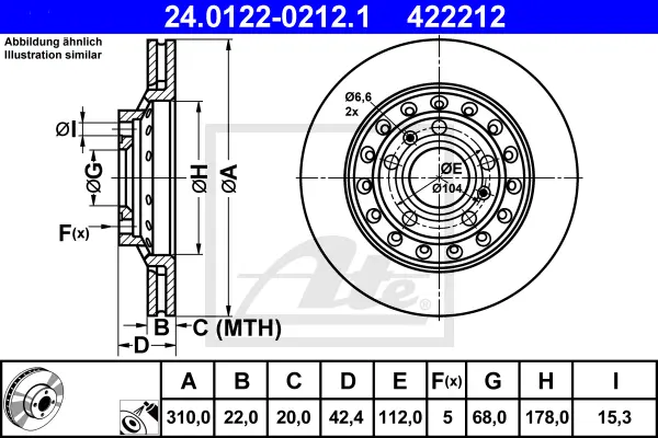 Disque de frein ATE-APAC 24.0122-0212.1