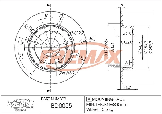 Disque de frein FREMAX BD-0055