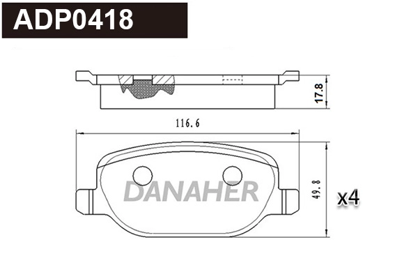 Kit de plaquettes de frein, frein à disque DANAHER ADP0418