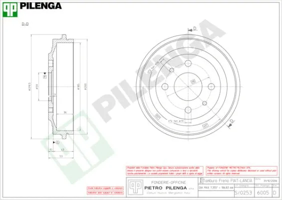Tambour de frein PILENGA 6005