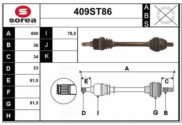 Arbre de transmission STARTCAR 409ST86