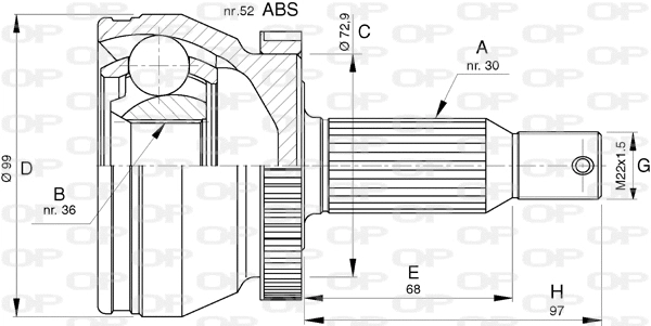 Jeu de joints, arbre de transmission OPEN PARTS CVJ5788.10