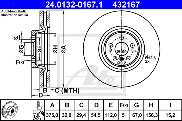 Disque de frein ATE-APAC 24.0132-0167.1