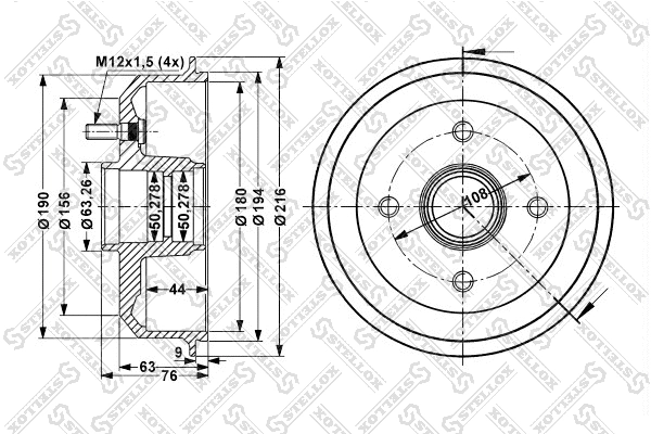 Tambour de frein STELLOX 6025-2526-SX