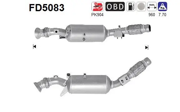 Filtre à particules / à suie, échappement AS FD5083