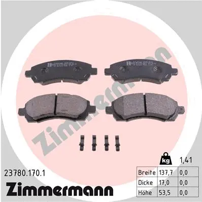 Kit de plaquettes de frein, frein à disque ZIMMERMANN 23780.170.1