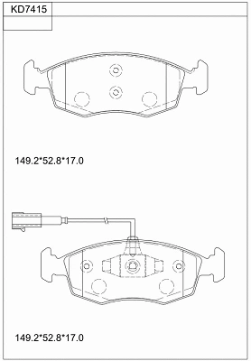 Kit de plaquettes de frein, frein à disque ASIMCO KD7415