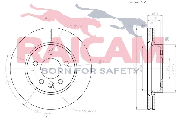 Disque de frein RAICAM RD01398