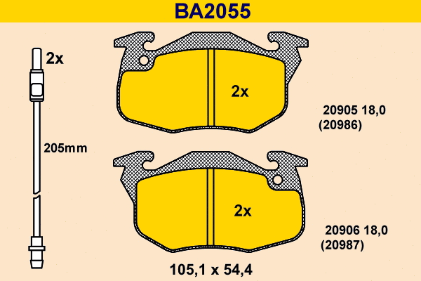Kit de plaquettes de frein, frein à disque BARUM BA2055