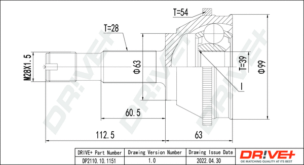 Jeu de joints, arbre de transmission Dr!ve+ DP2110.10.1151