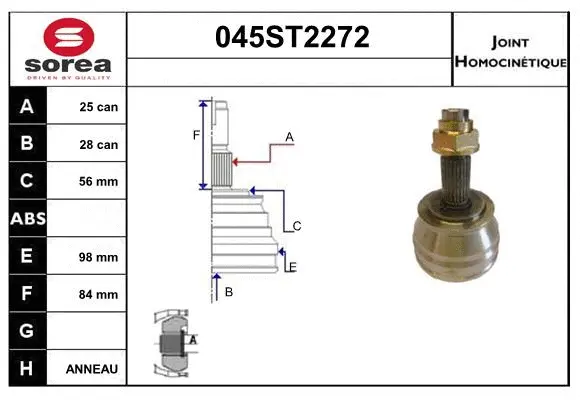 Jeu de joints, arbre de transmission STARTCAR 045ST2272