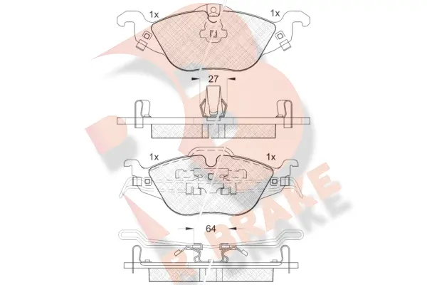Kit de plaquettes de frein, frein à disque R BRAKE RB1249
