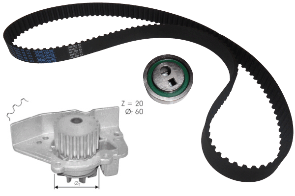 Pompe à eau + kit de courroie crantée TECDRIVE TKPE0074
