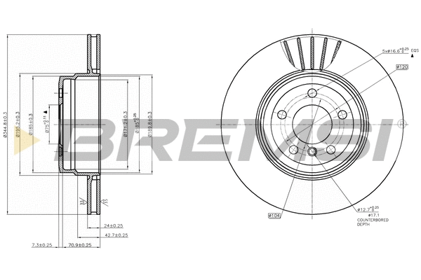 Disque de frein BREMSI CD7716V