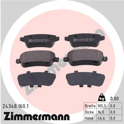 Kit de plaquettes de frein, frein à disque ZIMMERMANN 24348.160.1