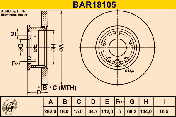 Disque de frein BARUM BAR18105
