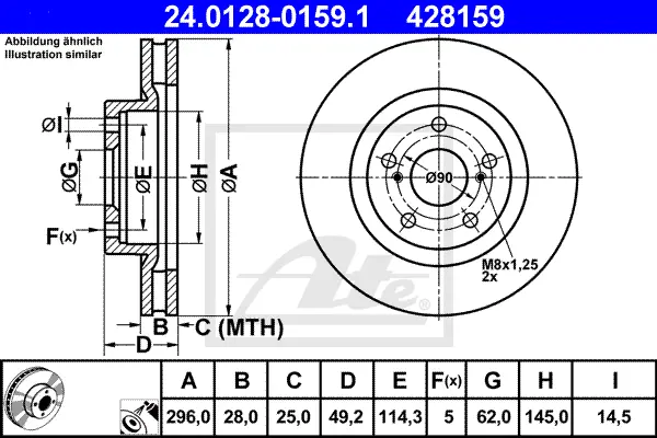 Disque de frein ATE-APAC 24.0128-0159.1