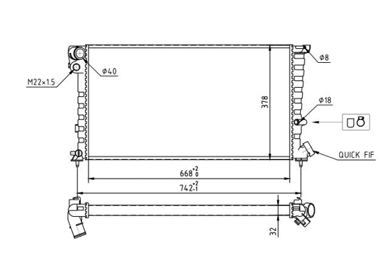 Radiateur, refroidissement du moteur HART 637 135