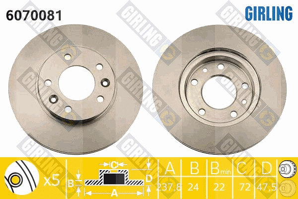 Disque de frein GIRLING 6070081