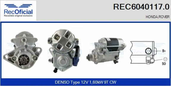 Démarreur RECOFICIAL REC6040117.0