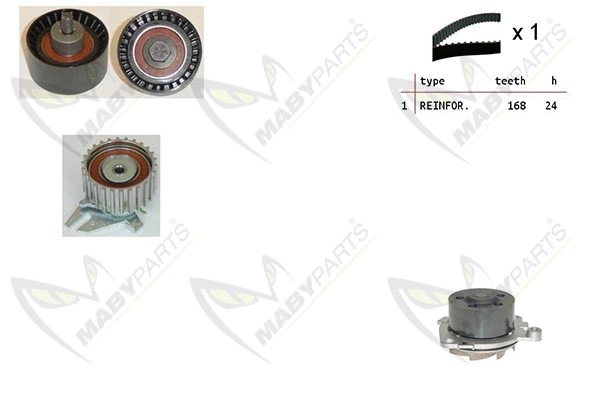 Pompe à eau + kit de courroie crantée MABYPARTS OBKWP0157