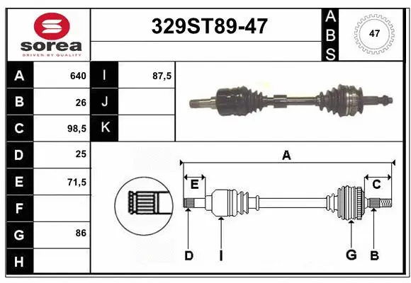 Arbre de transmission STARTCAR 329ST89-47