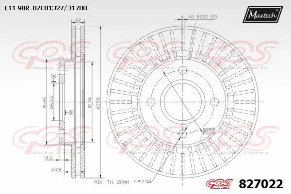 Disque de frein MAXTECH 827022