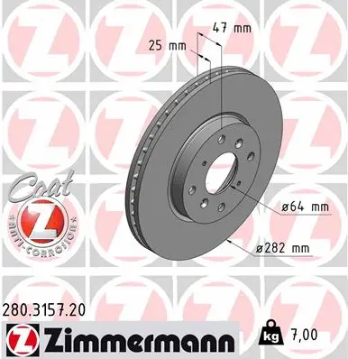 Disque de frein ZIMMERMANN 280.3157.20