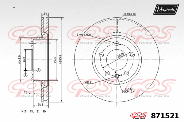 Disque de frein MAXTECH 871521