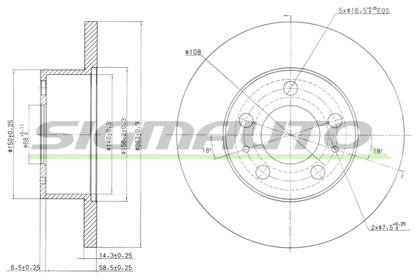 Disque de frein SIGMAUTO DBA136S