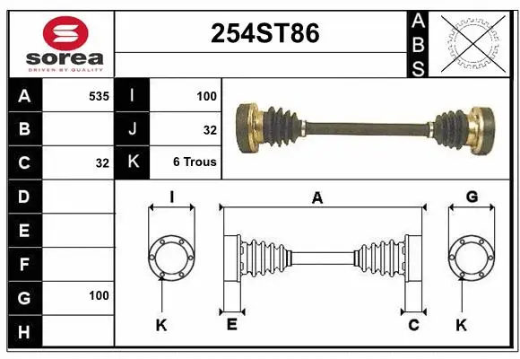 Arbre de transmission STARTCAR 254ST86
