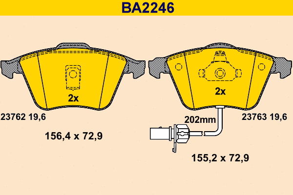 Kit de plaquettes de frein, frein à disque BARUM BA2246