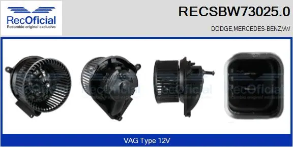 Pulseur d'air habitacle RECOFICIAL RECSBW73025.0