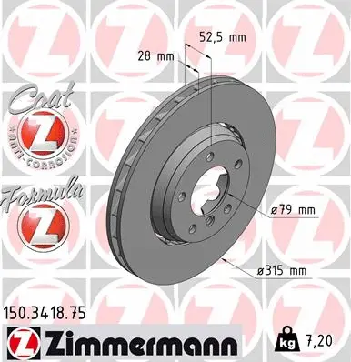 Disque de frein ZIMMERMANN 150.3418.75