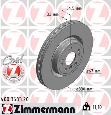 Disque de frein ZIMMERMANN 400.3683.20