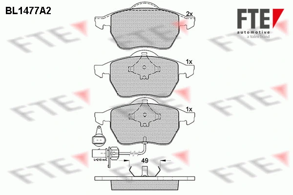 Kit de plaquettes de frein, frein à disque FTE 9010208