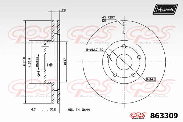 Disque de frein MAXTECH 863309