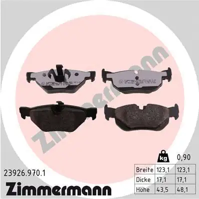 Kit de plaquettes de frein, frein à disque ZIMMERMANN 23926.970.1