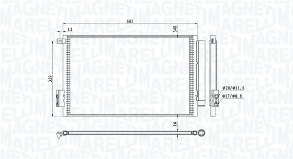 Condenseur, climatisation MAGNETI MARELLI 350203814000