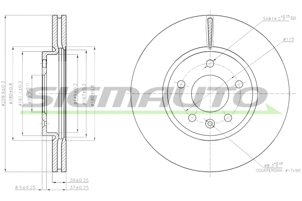 Disque de frein SIGMAUTO DBB870V