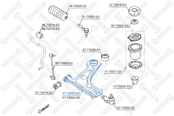 Bras de liaison, suspension de roue STELLOX 57-73027-SX