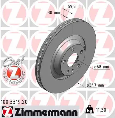Disque de frein ZIMMERMANN 100.3319.20