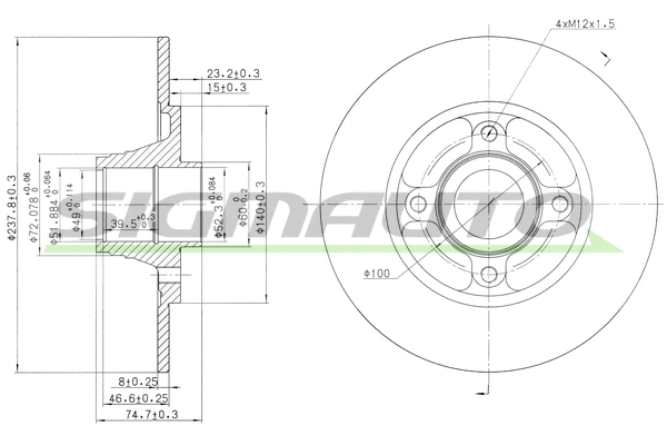 Disque de frein SIGMAUTO DBA752S